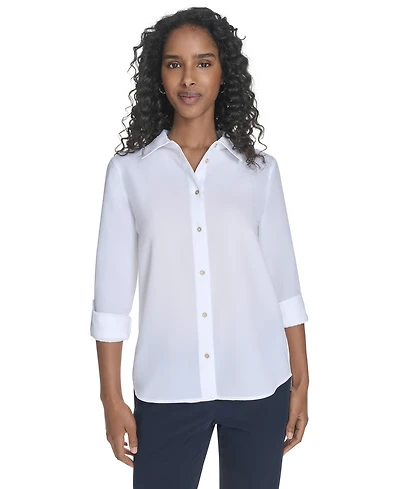 Tommy Hilfiger Women's Slim-Fit Roll-Tab-Sleeve Shirt