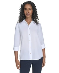 Tommy Hilfiger Women's Slim-Fit Roll-Tab-Sleeve Shirt