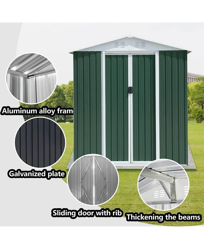 Mondawe 6FTx4FT Aluminum Alloy Frame Outdoor Storage Sheds With Sloping Roof,Sliding Door