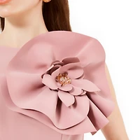 Amri Floral Applique Crepe Column Gown
