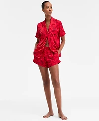 I.n.c International Concepts Women's Stretch Satin Short-Sleeve Pajama Set, Exclusively at Macy's