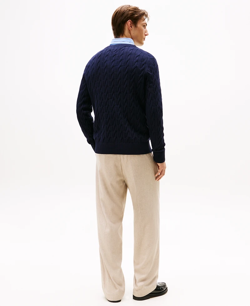 Tommy Hilfiger Men's Classic Cable Crewneck Sweater