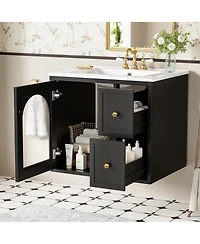 Casainc 24" Wall-Mounted Vanity with Sink, 2 Drawers and 1 Soft-Close Door