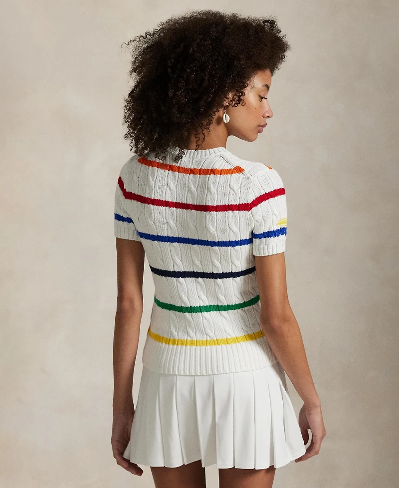 Polo Ralph Lauren Women's Us Open Striped Cable Cotton Sweater
