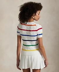 Polo Ralph Lauren Women's Us Open Striped Cable Cotton Sweater
