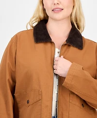 Madden Girl Trendy Plus Cotton Front-Zip Barn Jacket