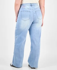 Madden Girl Trendy Plus Ultra 90's Bow-Detail Straight Jeans