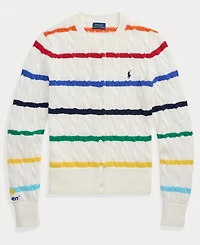 Polo Ralph Lauren Women's Us Open Striped Cable Cotton Cardigan