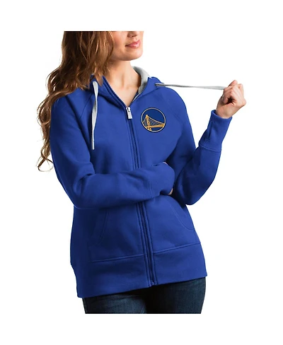 Antigua Women's Royal Golden State Warriors Logo Victory Full-Zip Hoodie