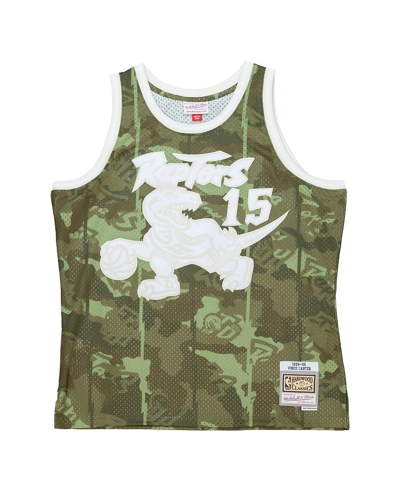 Mitchell & Ness Men's Vince Carter Camo Toronto Raptors Hardwood Classics 1998/99 Ghost Green Swingman Jersey