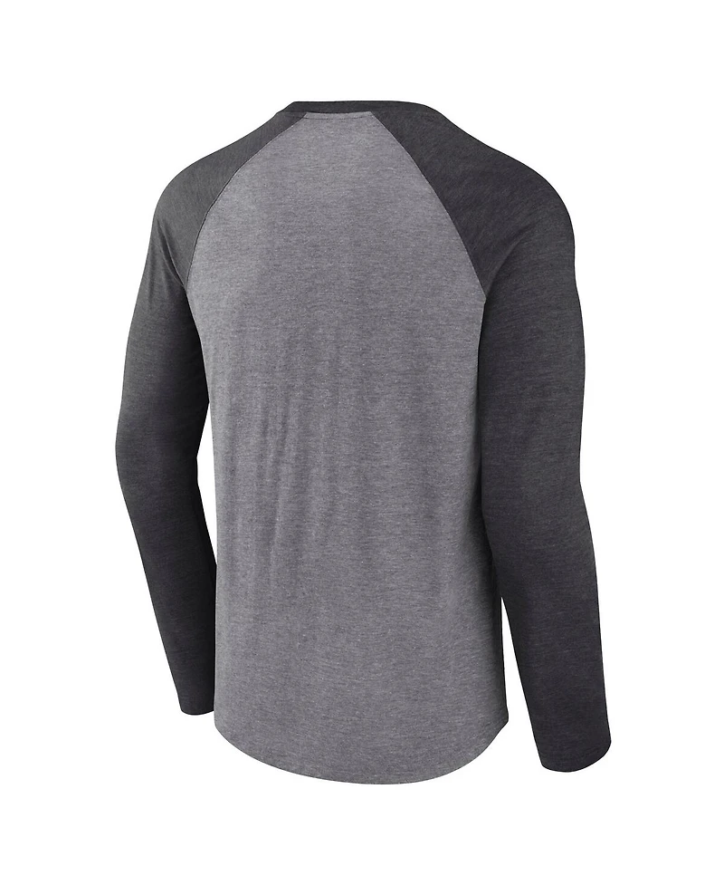 Fanatics Men's Heather Gray/Heather Charcoal Tennessee Volunteers Heritage Banner Year Tri-Blend Long Sleeve T-Shirt