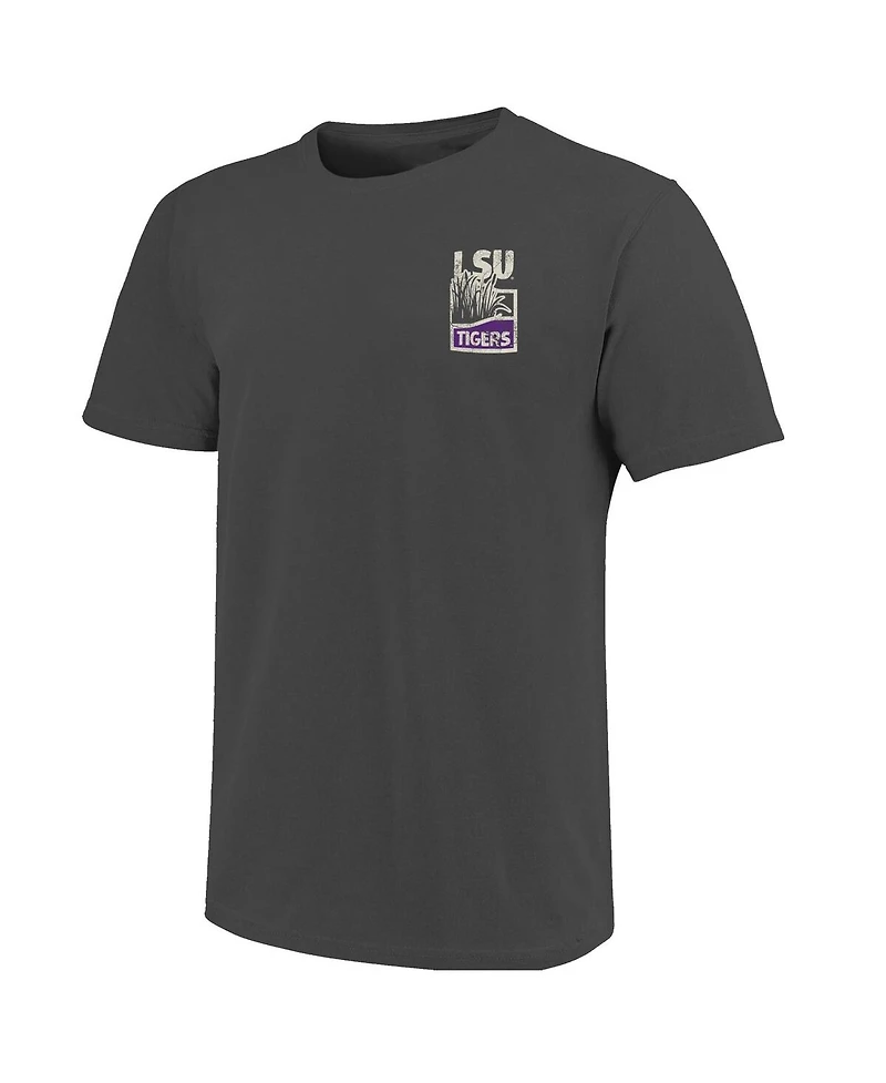 Image One Men's Graphite Lsu Tigers Comfort Colors Minimalist Distressed Vista T-Shirt
