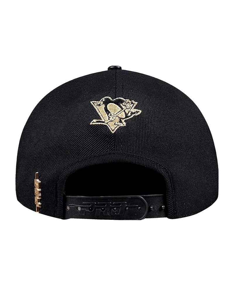 Pro Standard Men's Black Pittsburgh Penguins Metallic Logo Pinch Front Adjustable Hat