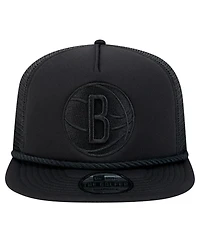 New Era Men's Black Brooklyn Nets Tone Foam Mesh Back Golfer Snapback Hat