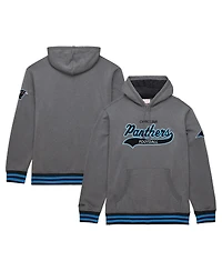 Mitchell & Ness Men's Heather Gray Carolina Panthers Vintage Logo Snow Washed Fleece Pullover Hoodie