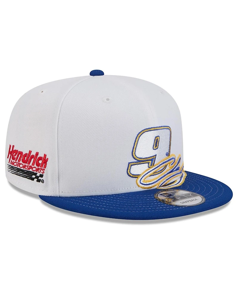 New Era Men's White/Blue Chase Elliott 9FIFTY Snapback Hat