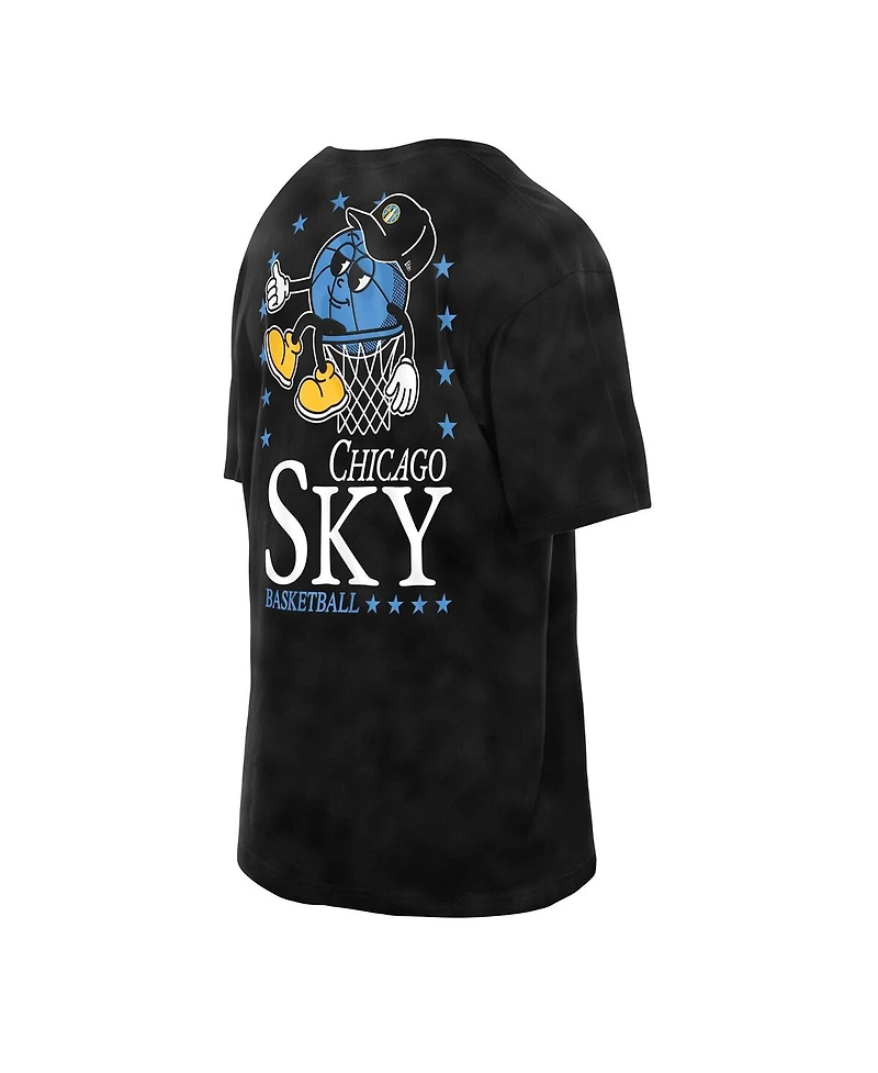 New Era Men's Black Chicago Sky Old School Sport Enzyme Wash Oversized T-Shirt