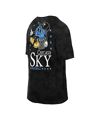New Era Men's Black Chicago Sky Old School Sport Enzyme Wash Oversized T-Shirt