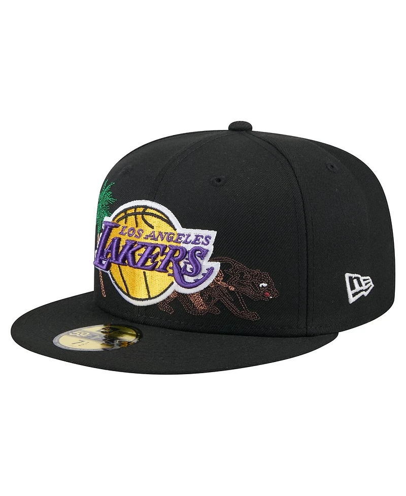 New Era Men's Black Los Angeles Lakers State Stitch 59FIFTY Fitted Hat