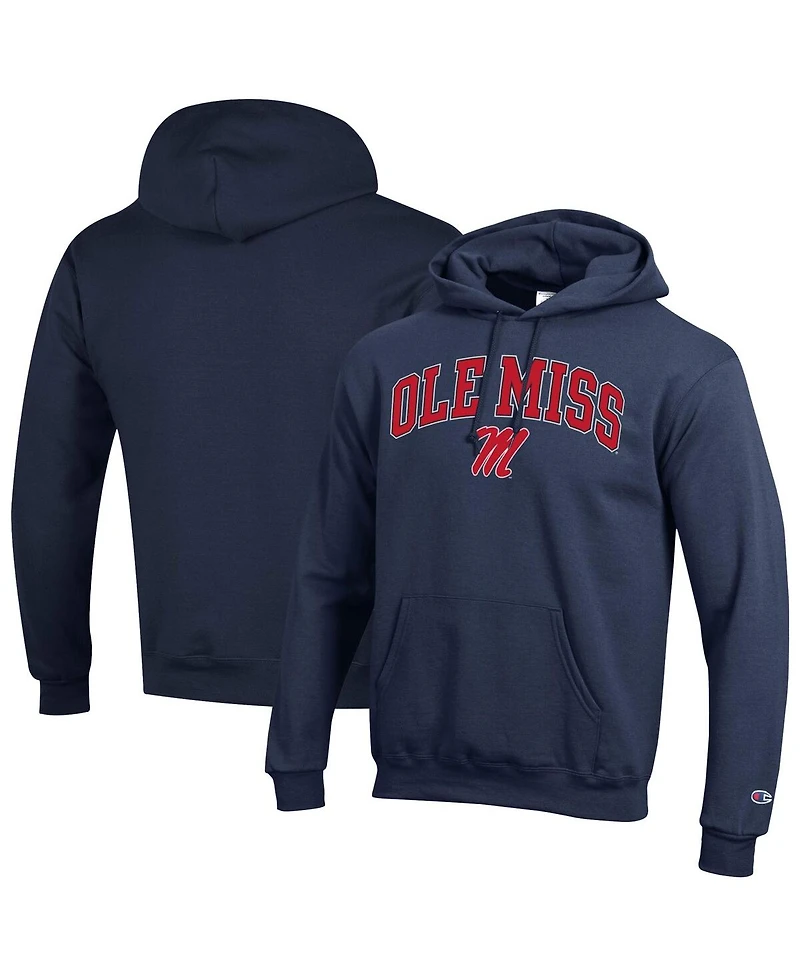 Champion Men's Navy Ole Miss Rebels Arched Logo Fleece Pullover Hoodie