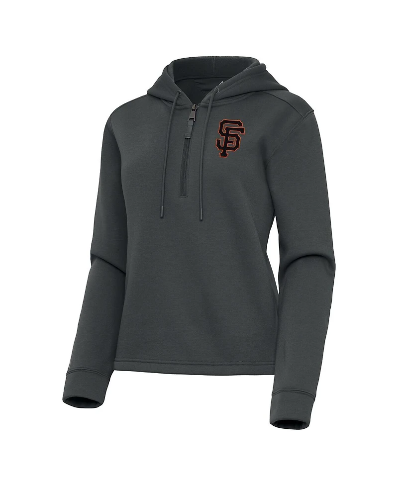 Antigua Women's Pewter San Francisco Giants Contemporary Quarter-Zip Hoodie
