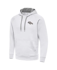 Antigua Men's White Denver Broncos Brushed Carbon Victory Pullover Hoodie