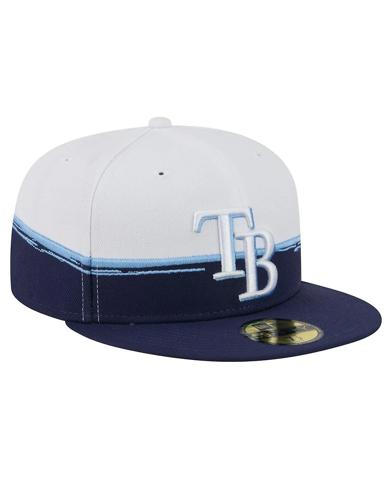 New Era Men's Navy/White Tampa Bay Rays Paint Stroke 59FIFTY Fitted Hat