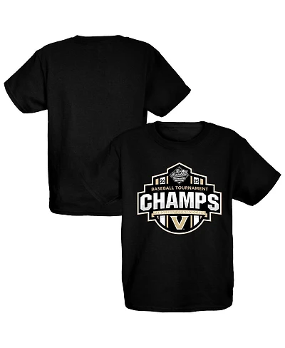 Blue 84 Big Boys and Girls Black Vanderbilt Commodores 2025 Sec Baseball Conference Tournament Champions Locker Room T-Shirt