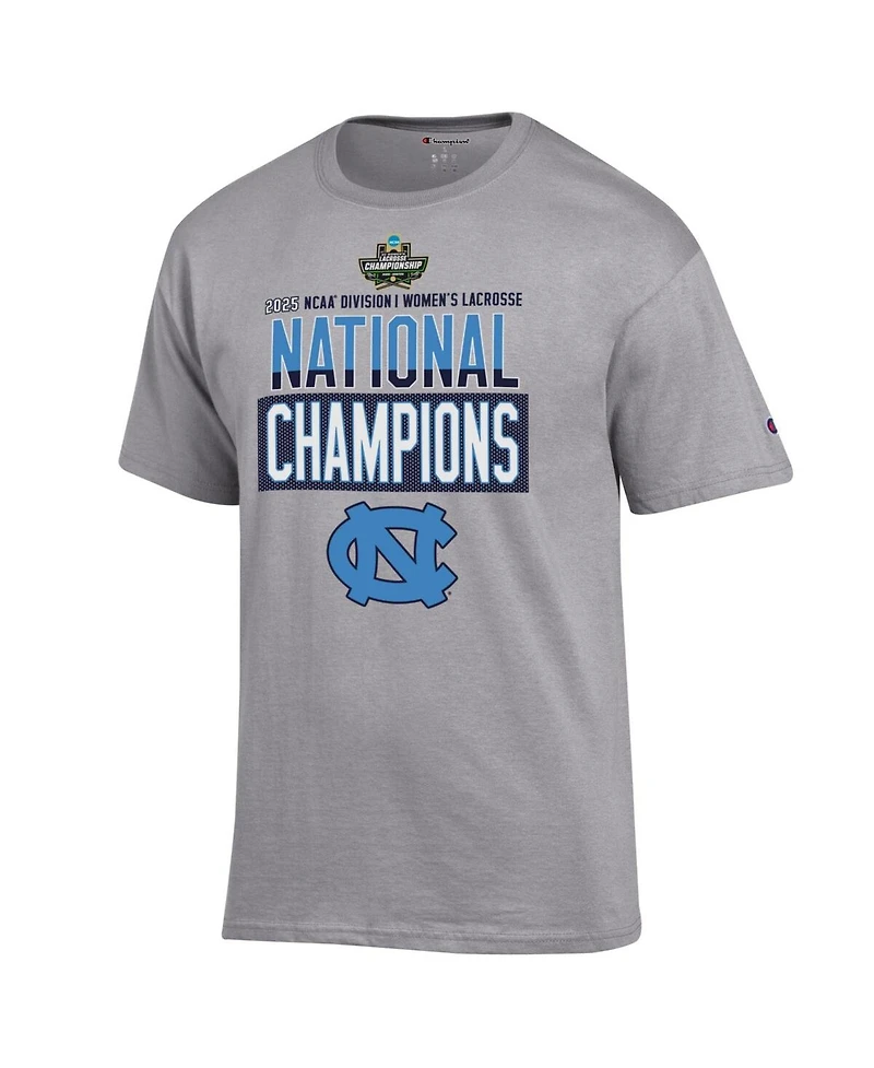 Champion Men's and Women's Gray North Carolina Tar Heels 2025 Ncaa Lacrosse National Champions Locker Room T-Shirt