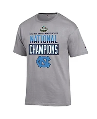 Champion Men's and Women's Gray North Carolina Tar Heels 2025 Ncaa Lacrosse National Champions Locker Room T-Shirt