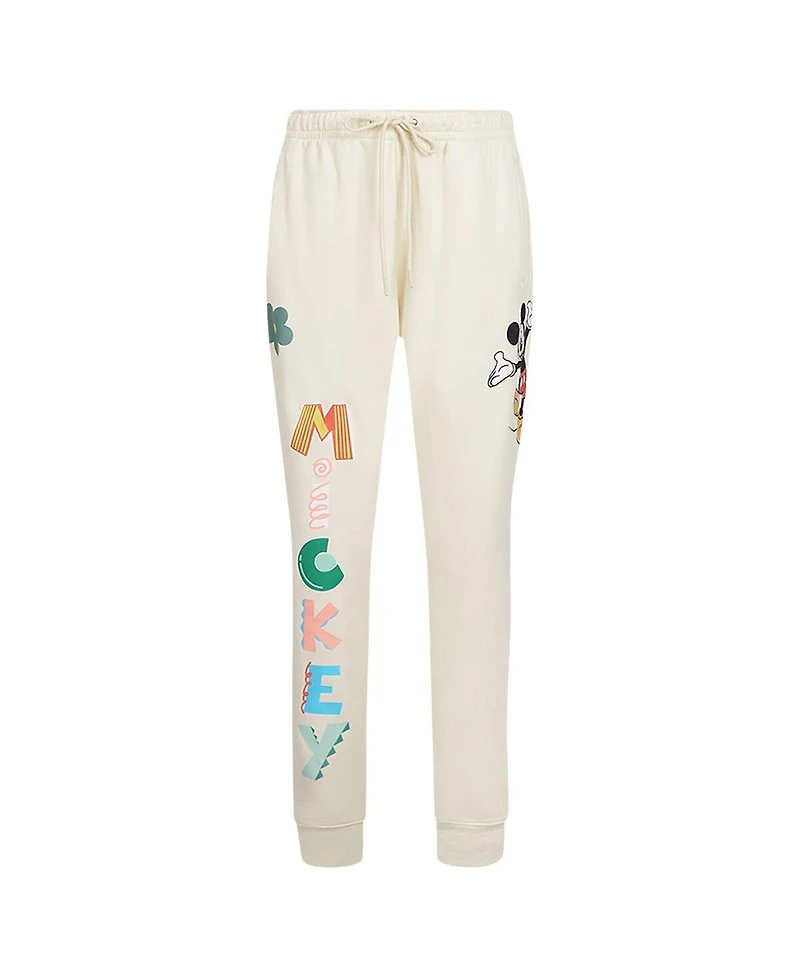 Freeze Max Women's Cream Mickey Mouse Hellow Mellow Fleece Jogger Pants
