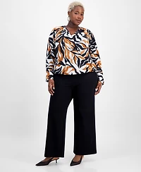 I.n.c. International Concepts Plus Print Surplice-Neck Top, Exclusively at Macy's