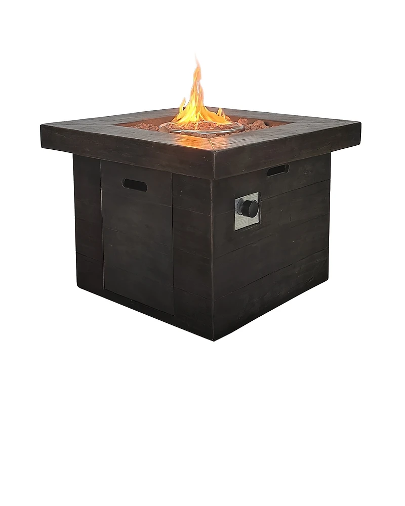 32 in. Outdoor Square Fire Pit -Black