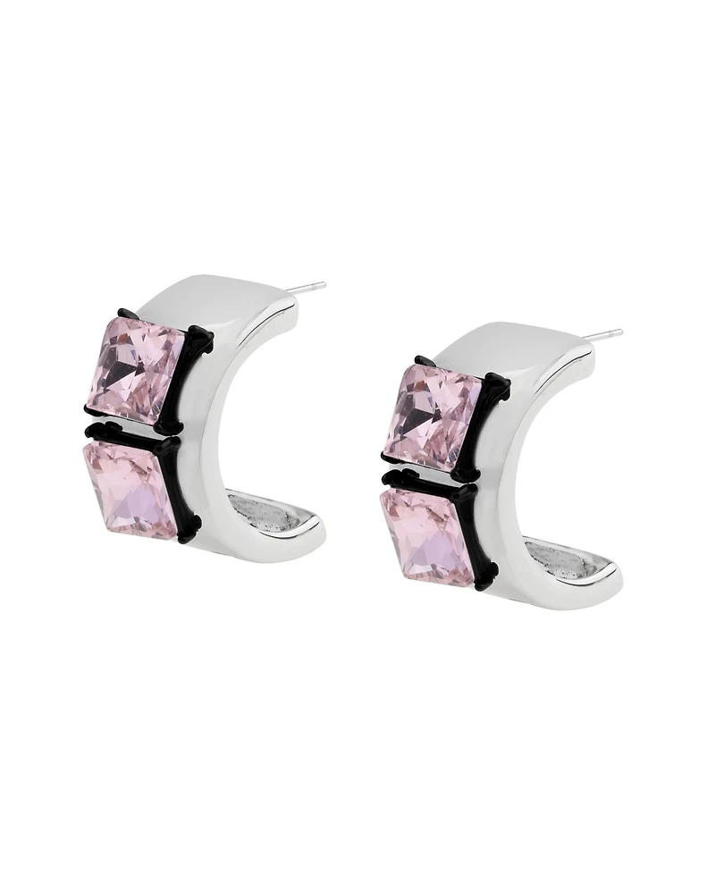 Steve Madden Faux Stone Punk Romance Stone Hoop Earrings