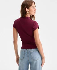 Bar Iii Women's Ribbed Second-Skin Mock-Neck Top, Exclusively at Macy's