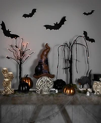 Northlight 22.75" Skull in Witch's Hat with Crow Halloween Decoration