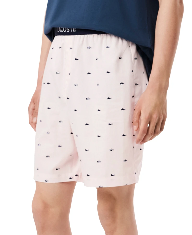 Lacoste Men's Loungewear Croc Print Pajama Shorts