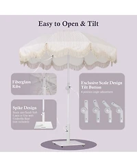 LAGarden Ocean 6 Ft Beach Umbrella with 8 Ribs Sand Anchor Push Button Tilt with Heavier Tassle Carry Bag Outdoor Beach Pool Party Stripe