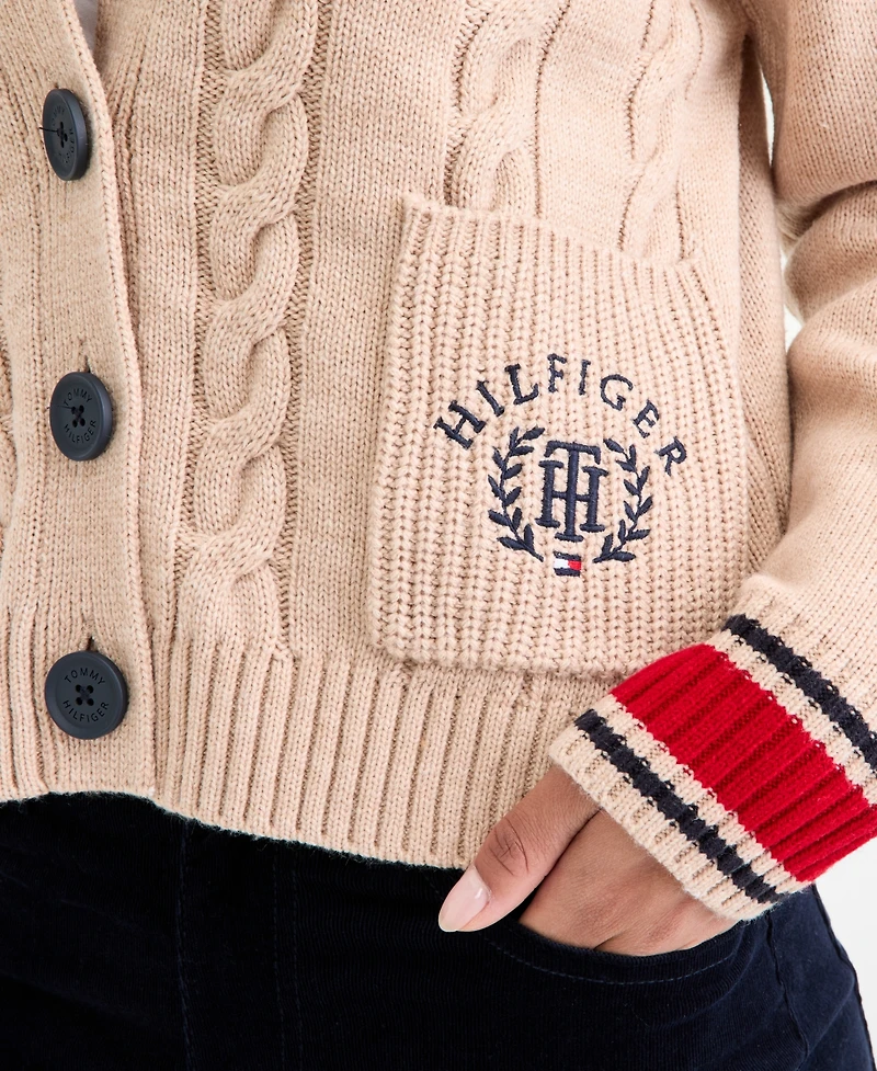 Tommy Hilfiger Women's Cable-Knit Varsity Cardigan