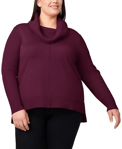 Melissa Paige Plus Cowlneck High-Low Sweater