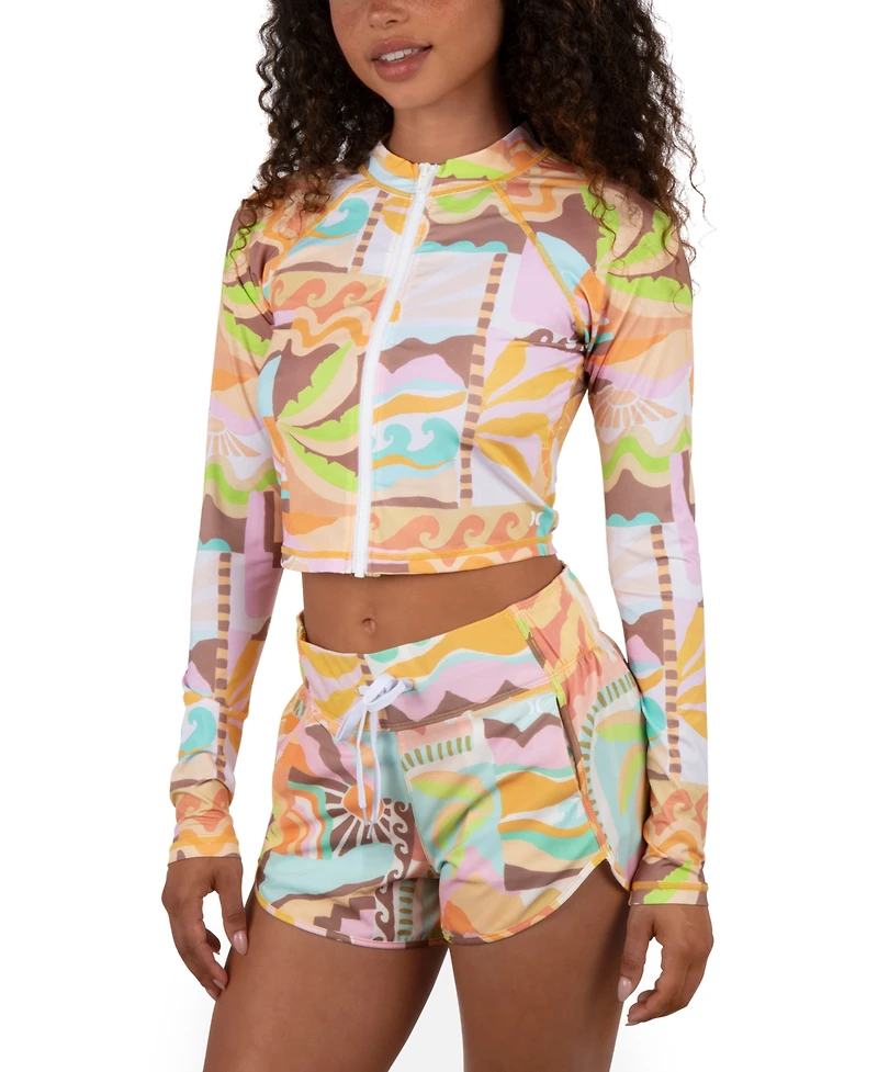 Hurley Juniors' Vacay Dreams Cropped Rashguard Top
