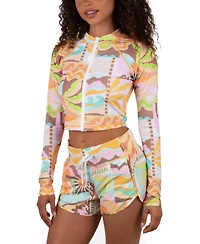 Hurley Juniors' Vacay Dreams Cropped Rashguard Top