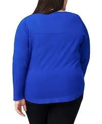 Melissa Paige Plus Ribbed-Yoke Pullover Sweater