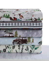 Tribeca Living Holiday Printed Cotton Flannel Extra Deep -Pc. Sheet Set