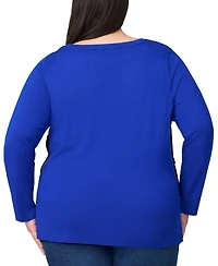 Melissa Paige Plus Side-Button Tunic Sweater
