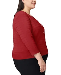 Melissa Paige Plus Size Textured Stripe Cardigan Sweater