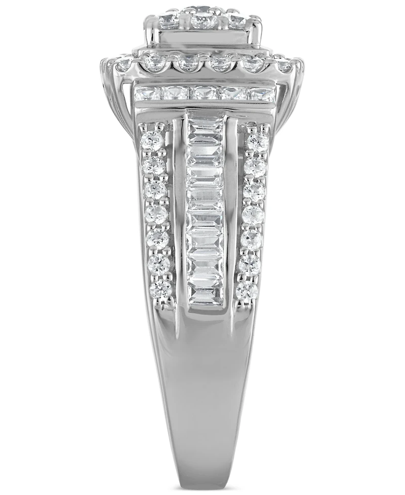 Diamond Square Shaped Halo Cluster Engagement Ring (1-1/2 ct. t.w.) in 14k White Gold