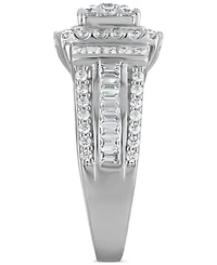 Diamond Square Shaped Halo Cluster Engagement Ring (1-1/2 ct. t.w.) in 14k White Gold