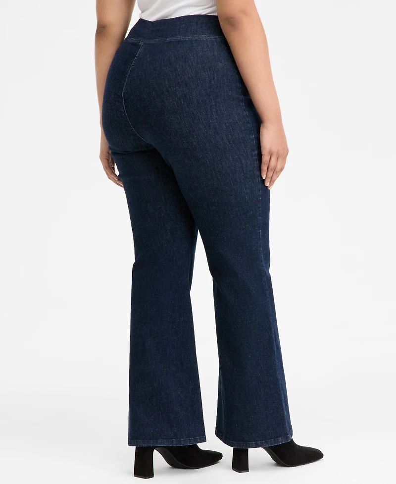 I.n.c. International Concepts Plus High-Rise Pull-On Flared Jeans, Macy's Exclusive