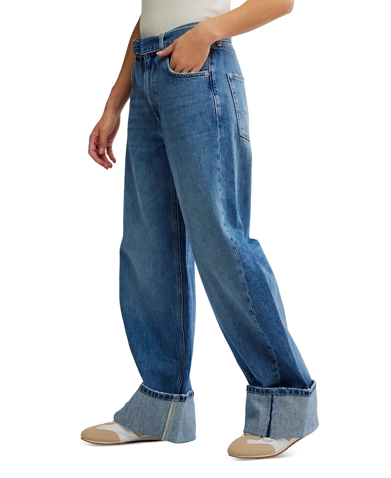 Free People Women's East Bay High-Rise Cuffed Cotton Jeans